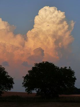 Paysage d'août avec gros nuage