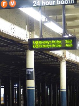 Métro de New York, destination Brooklyn Bridge 3 minutes