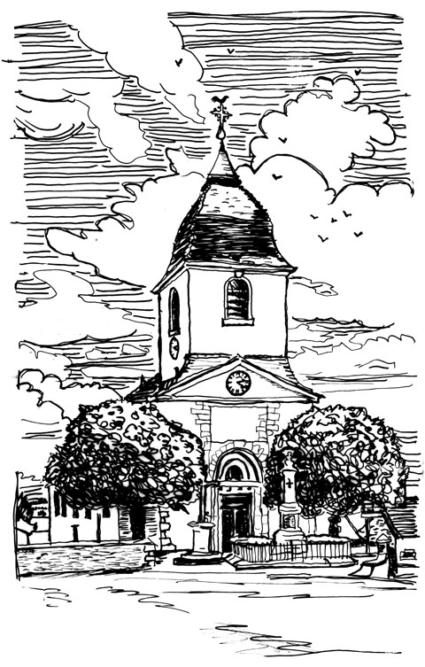 Église de village dessin gratuit