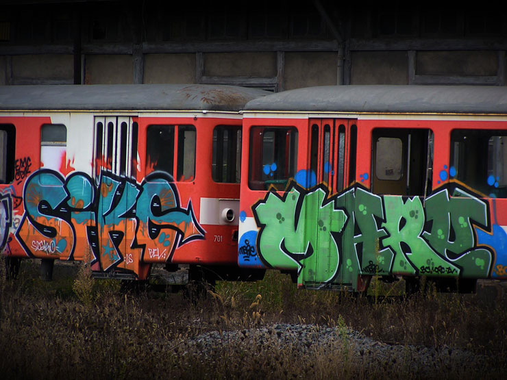 Wagons abandonnés et tagués